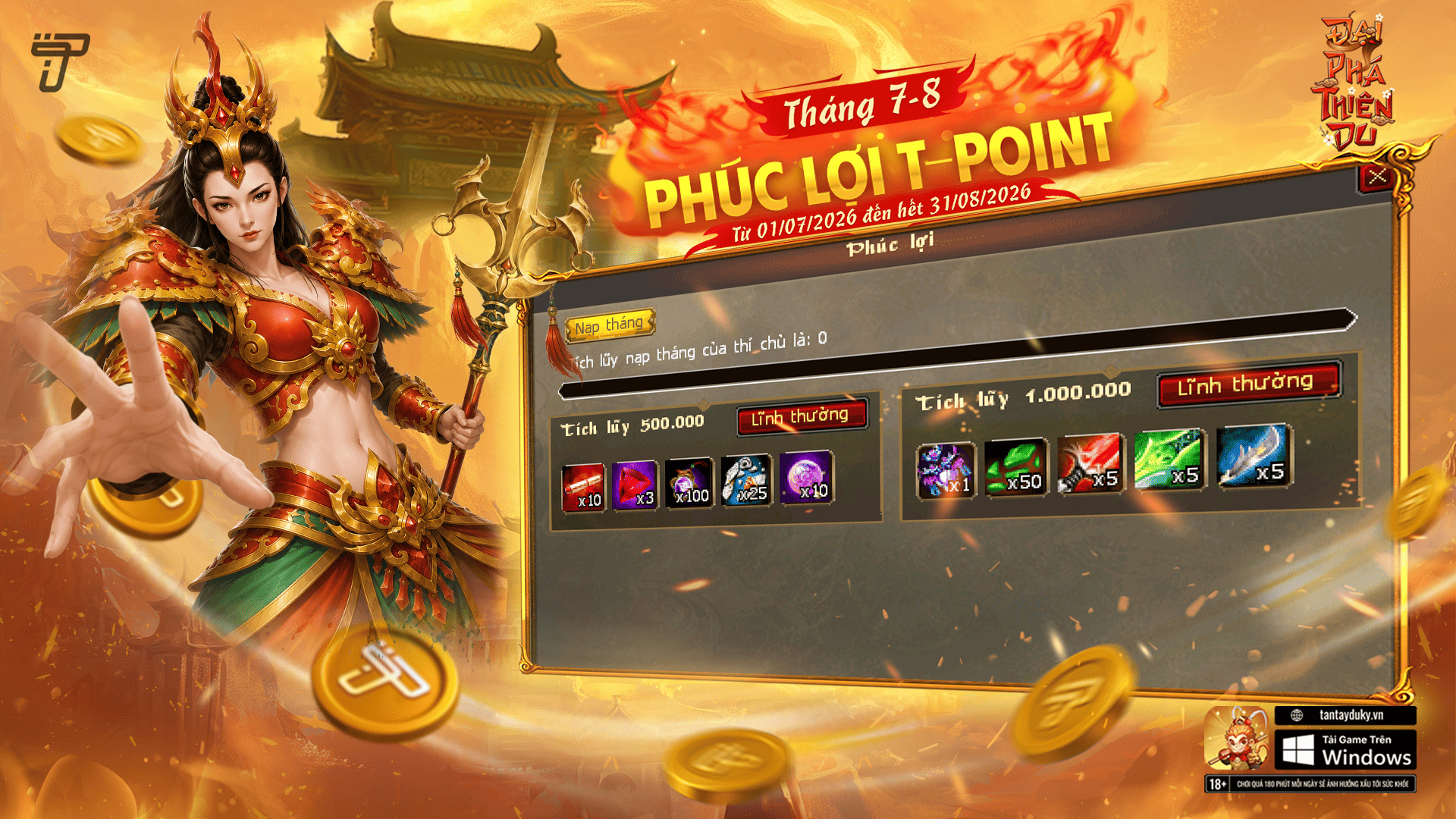 Phúc Lợi tPoint - Ngập tràn ưu đãi Tháng 7 -8/2026 | Đại Phá Thiên Du
