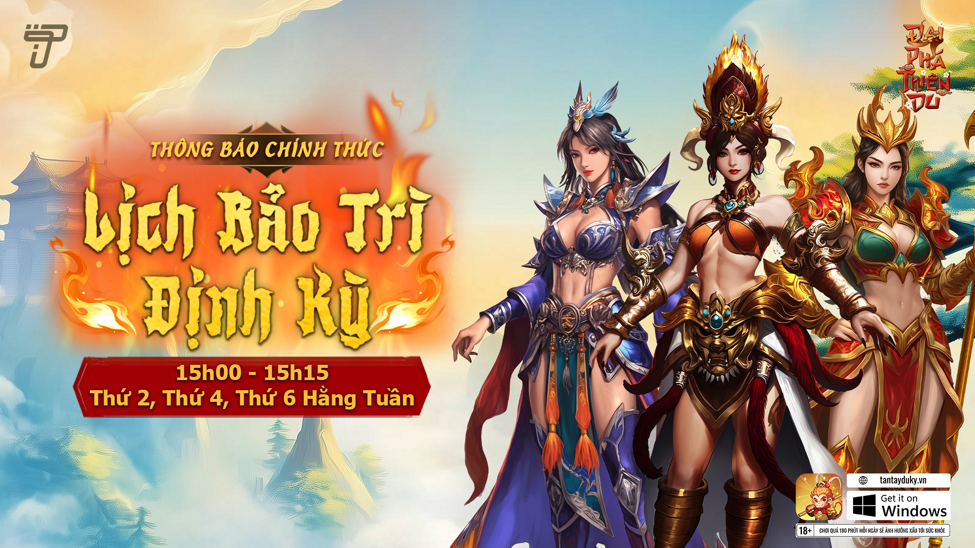 Thông Báo Lịch Bảo Trì Định Kỳ | Đại Phá Thiên Du