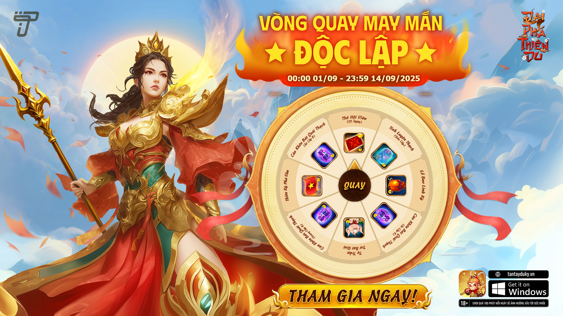 Sự Kiện: Vòng Quay May Mắn Độc Lập 2/9 | Đại Phá Thiên Du